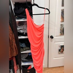 Anthropologie- Women’s size Medium- one shoulder coral sheath dress